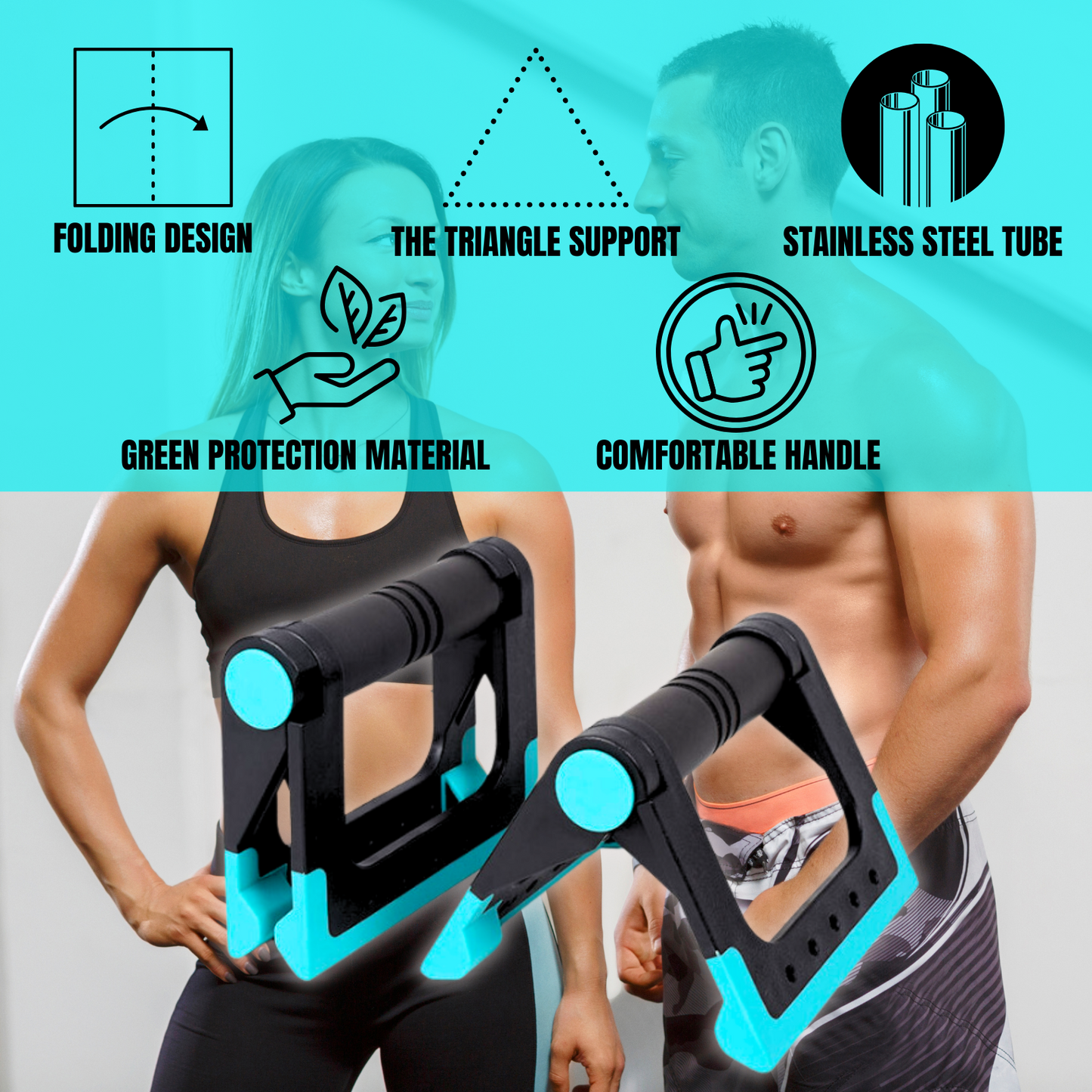 NuFit Pushup Bar Stands for Home and Gym Workouts, Ergonomic & Foldable Non-Slip Fitness Structure that Prevents Wrist & Elbow Strain