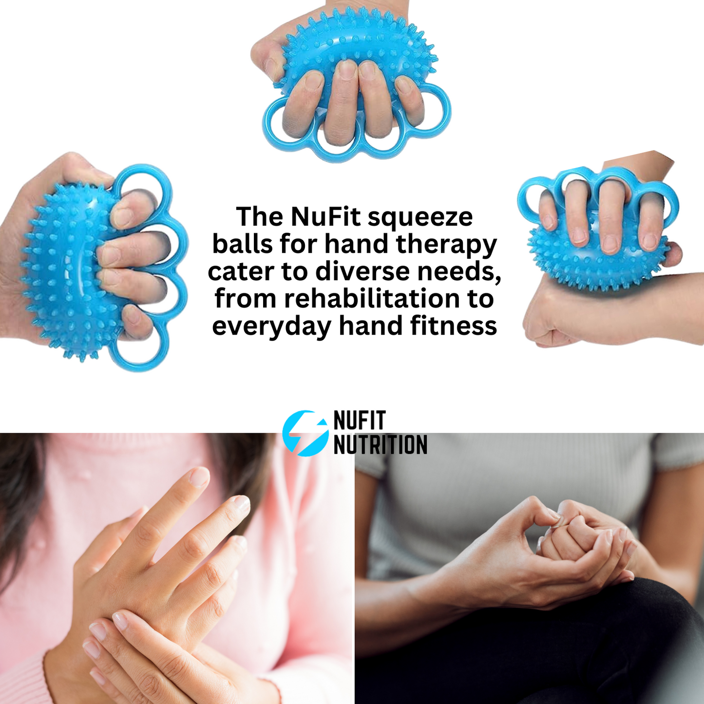 Hand Grip Strengthener & Finger Therapy Exercise Ball - Massage Equipment for Stress Relief, Flexibility, Stroke Recovery, Arthritis, Anxiety, Physical Therapy, and Muscle Massage for Athletes, Musicians, Elderly, and Yoga Enthusiasts.