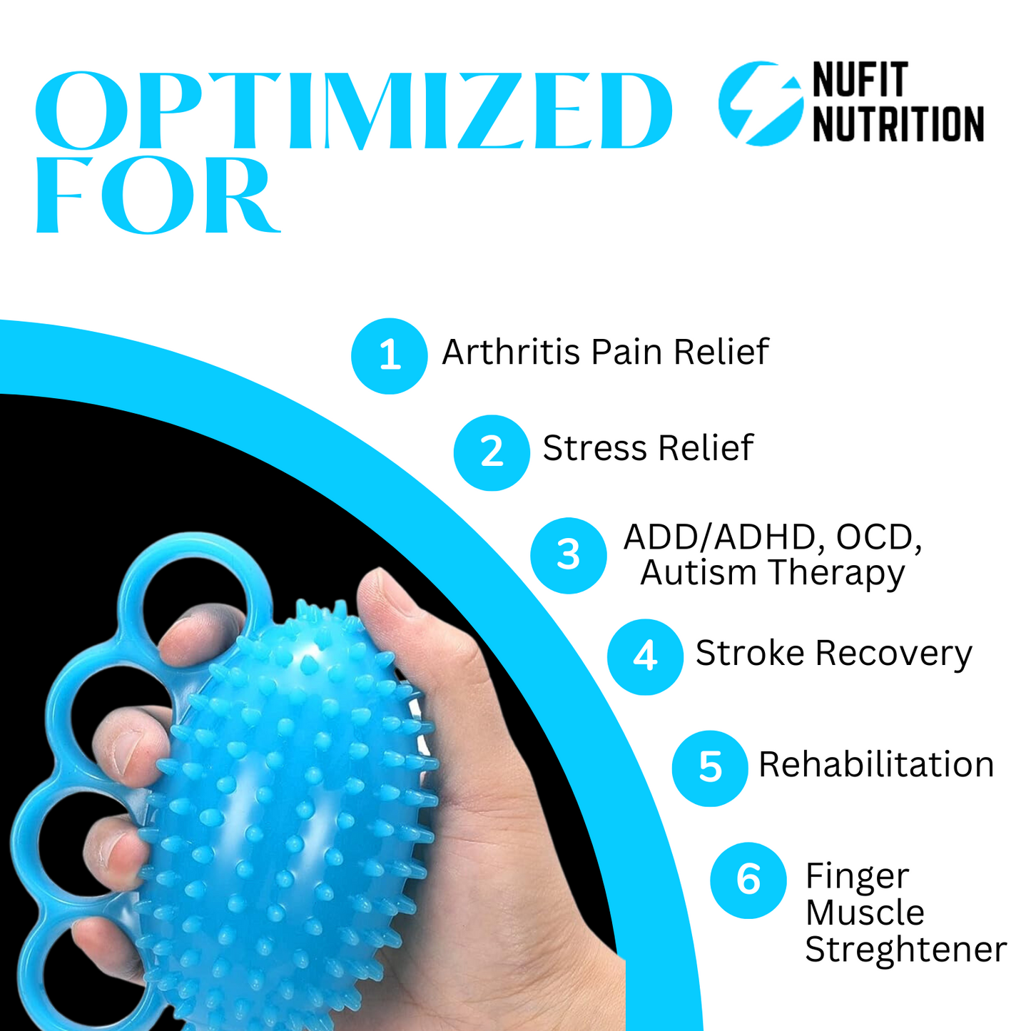 Hand Grip Strengthener & Finger Therapy Exercise Ball - Massage Equipment for Stress Relief, Flexibility, Stroke Recovery, Arthritis, Anxiety, Physical Therapy, and Muscle Massage for Athletes, Musicians, Elderly, and Yoga Enthusiasts.