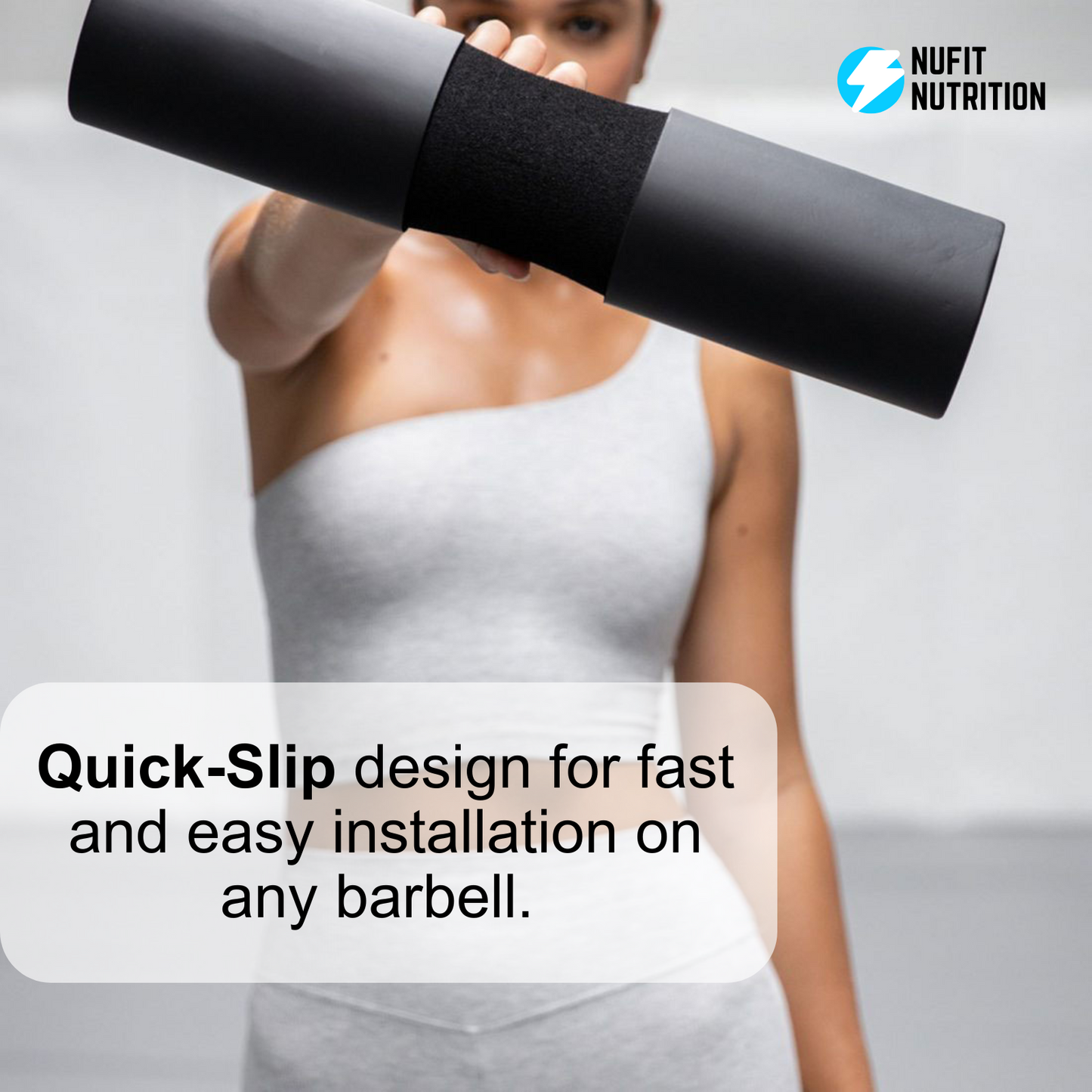 NuFit Squat & Hip Thrust Pad for Leg Day - Home Gym Barbell Pad for Squats & Lunges - Neck & Shoulder Support, Booty Work Secure and Stable - Dense padding for Comfy Glute Bridges, Smith Machine and Olympic Bar
